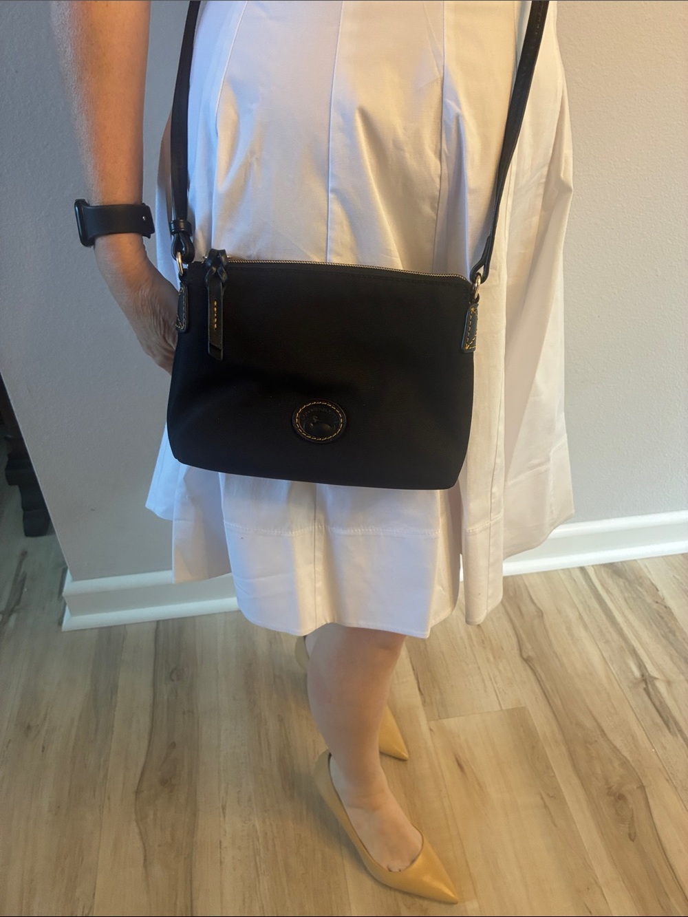 Dooney & Bourke Black Nylon Crossbody with Leather Trim